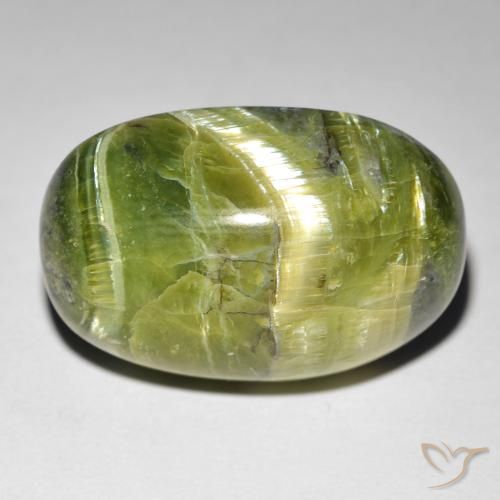 16.99 ct Green Cat's Eye Opal Stone, Natural Cat's Eye Opal in Oval Cabochon Shape for Sale