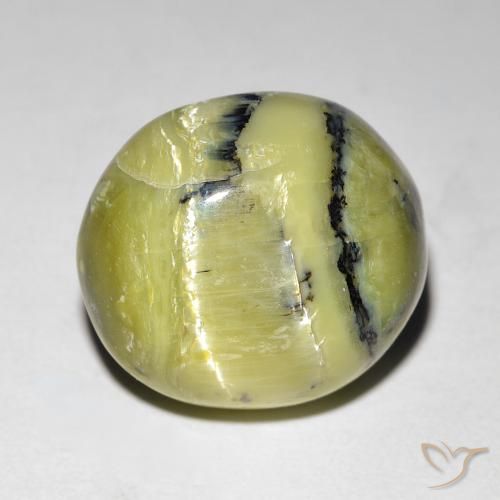 7.62 ct Green Cat's Eye Opal Stone, Natural Cat's Eye Opal in Oval Cabochon Shape for Sale