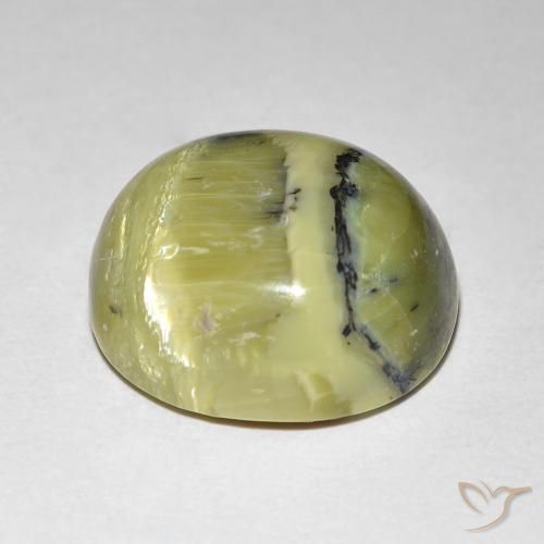Cat's Eye Opal Gemstone in 14 x 12 mm (calibrated) Size for Sale, Cat's Eye Opal Stone in Yellowish Green Color