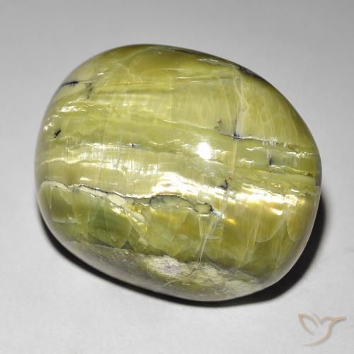 38.88 ct Green Cat's Eye Opal Stone, Natural Cat's Eye Opal in Oval Cabochon Shape for Sale