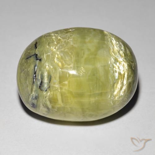 14.90 ct Green Cat's Eye Opal Stone, Natural Cat's Eye Opal in Oval Cabochon Shape for Sale