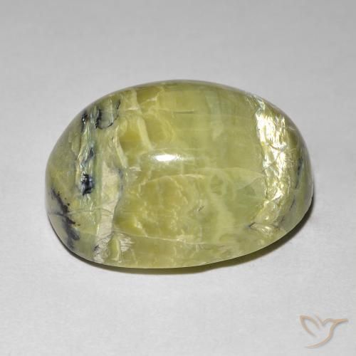Cat's Eye Opal Gemstone in 18.4 x 14.5 mm Size for Sale, Cat's Eye Opal Stone in Warm Green Color