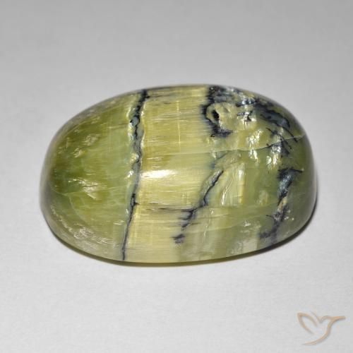 Cat's Eye Opal Gemstone in 22.2 x 14.9 mm Size for Sale, Cat's Eye Opal Stone in Medium Green Color