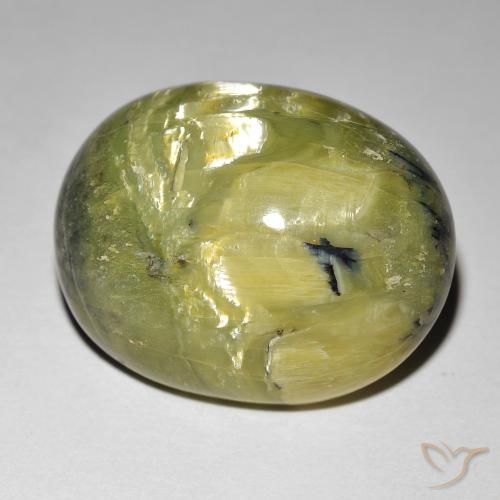 21,8 x 17mm Opale Occhio di Gatto verde Ovale cabochon dal Brasile, peso di 21,92 ct, pietra preziosa naturale non trattati in purezza Opaque, Opale Occhio di Gatto 1pz - il colore è Terra Verde, durezza Mohs di 5,5 - 6,5, Photo A