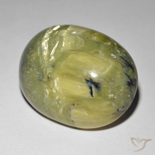 21.92 ct Green Cat's Eye Opal Stone, Natural Cat's Eye Opal in Oval Cabochon Shape for Sale