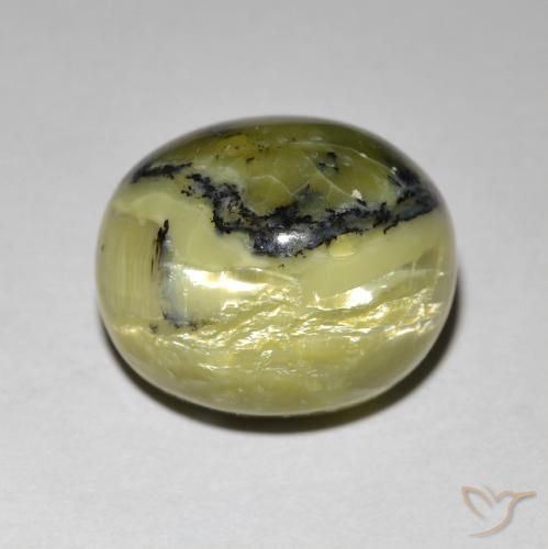 13,4 x 11,1mm Opale Occhio di Gatto verde taglio ovale dal Brasile, peso di 7,27 ct, pietra preziosa naturale non trattati in purezza Opaque, 1 pezzo Opale Occhio di Gatto Ovale cabochon - Colore: Terra Verde, durezza Mohs di 5,5 - 6,5 , Photo A