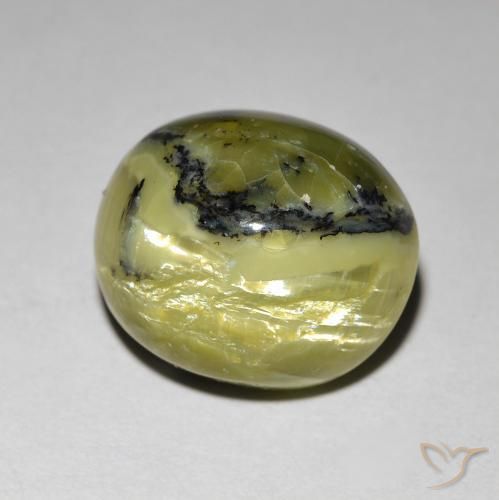 7.27 ct Green Cat's Eye Opal Stone, Natural Cat's Eye Opal in Oval Cabochon Shape for Sale