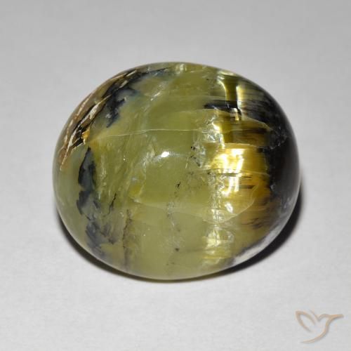 Opale œil de chat Ovale en damier des États-Unis 7,49 ct, dimension 14,8 x 13,1mm, pureté Opaque , pierre gemme naturelle Non traité, 1 pièce Opale œil de chat de couleur Vert terre, dureté Mohs de 5.5 à 6.5, Photo A