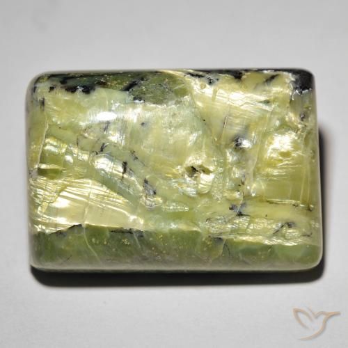 31.09ct Natural Warm Green Cat's Eye Opal, Baguette, Opaque