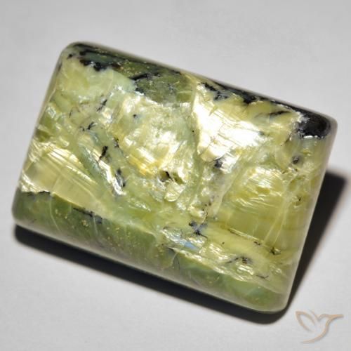31.09 ct Green Cat's Eye Opal Stone, Natural Cat's Eye Opal in Baguette Cabochon Shape for Sale