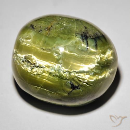 38.09 ct Green Cat's Eye Opal Stone, Natural Cat's Eye Opal in Oval Cabochon Shape for Sale