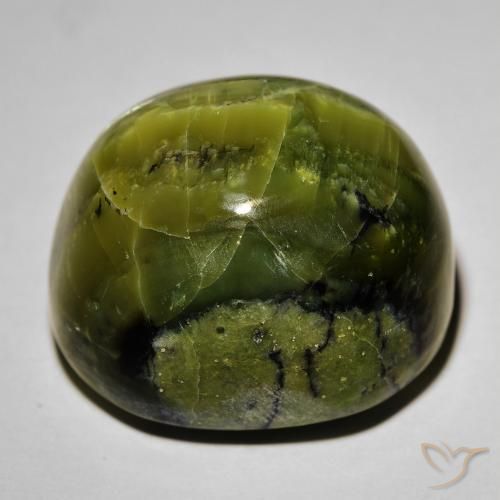 Cat's Eye Opal Gemstone in 21.5 x 18 mm Size for Sale, Cat's Eye Opal Stone in Earth Green Color
