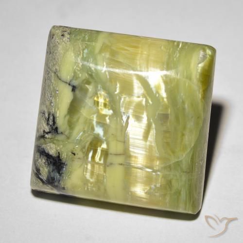 18,31ct Cabochon quadrato verde Opale Occhio di Gatto dal Brasile, Dimension 18 x 17,7mm, Natural non trattati Gemstone, Opaque Clarity, 1 piece Opale Occhio di Gatto in Verde medio Color, Mohs Hardness of 5,5 - 6,5, Photo A