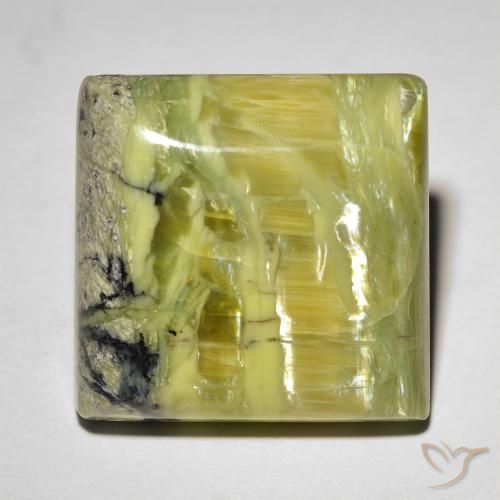 18.31 ct Green Cat's Eye Opal Stone, Natural Cat's Eye Opal in Square Cabochon Shape for Sale