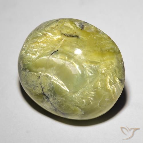 18.56 ct Green Cat's Eye Opal Stone, Natural Cat's Eye Opal in Oval Cabochon Shape for Sale