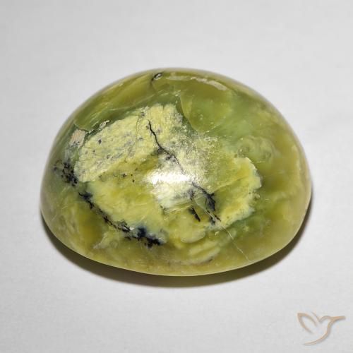 Cat's Eye Opal Gemstone in 19.6 x 17.3 mm Size for Sale, Cat's Eye Opal Stone in Warm Green Color