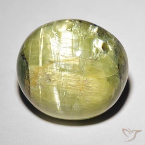 17.84ct Natural Warm Green Cat's Eye Opal, Oval, Opaque