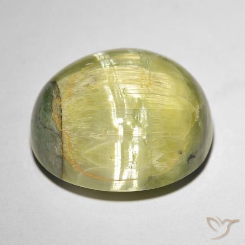 Cat's Eye Opal Gemstone in 18.3 x 16.8 mm Size for Sale, Cat's Eye Opal Stone in Warm Green Color