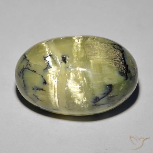 Opale Occhio di Gatto 20 x 13mm verde Ovale cabochon dal Brasile, peso di 14,5 ct, gemma naturale non trattati in purezza Opaque, 1 pezzo Opale Occhio di Gatto - Colore: Verde medio, durezza Mohs di 5,5 - 6,5, Photo A