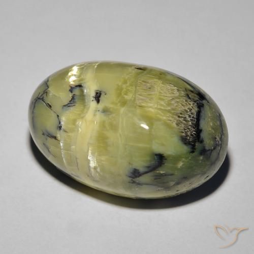 14.50 ct Green Cat's Eye Opal Stone, Natural Cat's Eye Opal in Oval Cabochon Shape for Sale