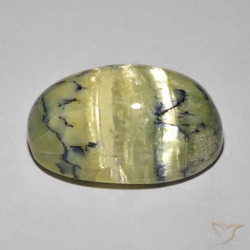 Cat's Eye Opal Gemstone in 20 x 13 mm Size for Sale, Cat's Eye Opal Stone in Medium Green Color