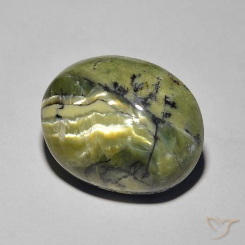 8.19 ct Green Cat's Eye Opal Stone, Natural Cat's Eye Opal in Oval Cabochon Shape for Sale