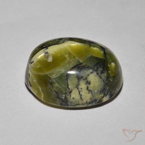 Cat's Eye Opal Gemstone in 15.2 x 12.3 mm Size for Sale, Cat's Eye Opal Stone in Yellowish Green Color