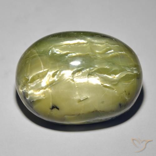 38,44ct Ovale cabochon verde Opale Occhio di Gatto dal Brasile, Dimension 25 x 18,3mm, Natural non trattati Gemstone, Opaque Clarity, 1 piece Opale Occhio di Gatto in Terra Verde Color, Mohs Hardness of 5,5 - 6,5, Photo A