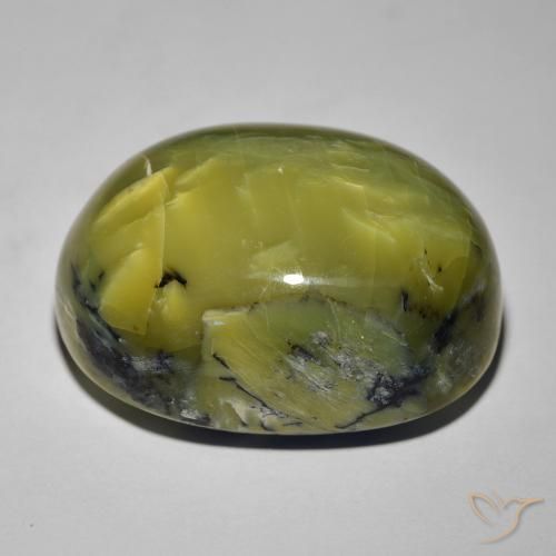 Cat's Eye Opal Gemstone in 25 x 18 mm (calibrated) Size for Sale, Cat's Eye Opal Stone in Earth Green Color
