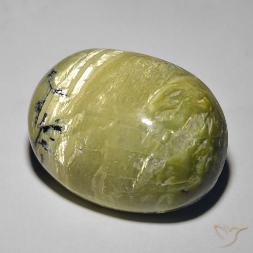 26.42 ct Green Cat's Eye Opal Stone, Natural Cat's Eye Opal in Oval Cabochon Shape for Sale