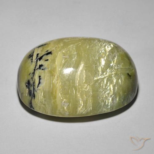 Cat's Eye Opal Gemstone in 23.3 x 18 mm Size for Sale, Cat's Eye Opal Stone in Earth Green Color