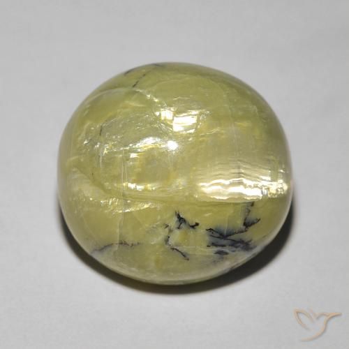 7.23 ct Green Cat's Eye Opal Gemstone, Cat's Eye Opal Gem in Oval Cabochon Shape for Sale.