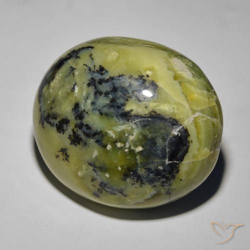 34.72 ct Green Cat's Eye Opal Stone, Natural Cat's Eye Opal in Oval Cabochon Shape for Sale