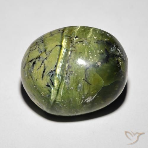 Opale Occhio di Gatto verde taglio ovale da 11,27 ct dal Brasile, dimensione 16,3 x 13,7mm, pietra preziosa naturale non trattati , purezza Opaque, Opale Occhio di Gatto Ovale cabochon da 1 pz, durezza Mohs di 5,5 - 6,5, Photo A