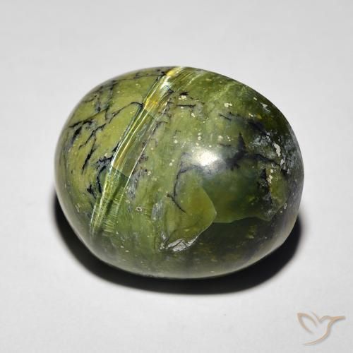 11.27 ct Green Cat's Eye Opal Stone, Natural Cat's Eye Opal in Oval Cabochon Shape for Sale