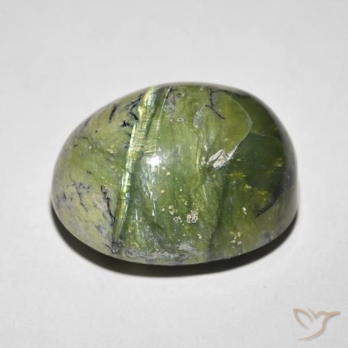 Cat's Eye Opal Gemstone in 16.3 x 13.7 mm Size for Sale, Cat's Eye Opal Stone in Earth Green Color