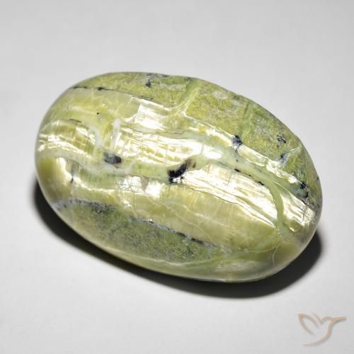 21.88 ct Green Cat's Eye Opal Stone, Natural Cat's Eye Opal in Oval Cabochon Shape for Sale