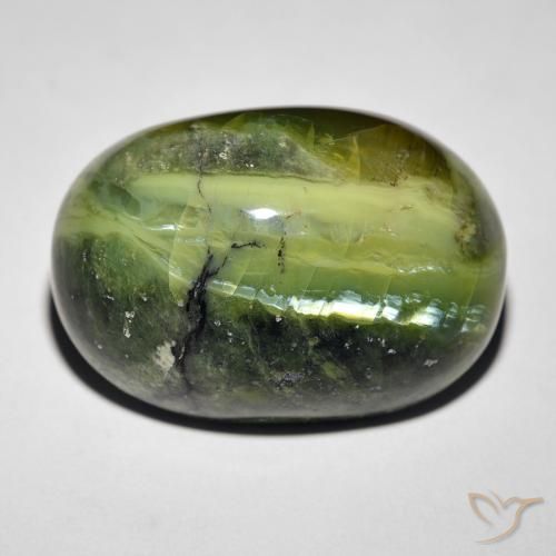 22,5 x 15,5mm Opale Occhio di Gatto verde Ovale cabochon dal Brasile, peso di 27,34 ct, pietra preziosa naturale non trattati in purezza Opaque, Opale Occhio di Gatto 1pz - il colore è Verde caldo, durezza Mohs di 5,5 - 6,5, Photo A