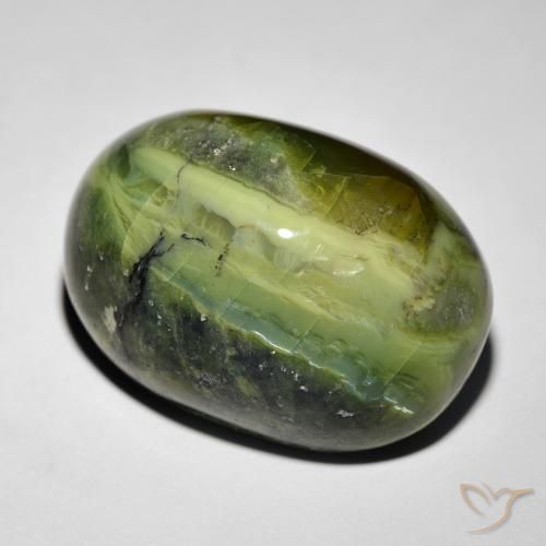 27.34 ct Green Cat's Eye Opal Stone, Natural Cat's Eye Opal in Oval Cabochon Shape for Sale