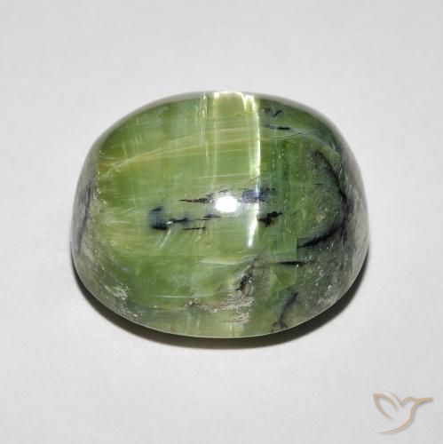 Cat's Eye Opal Gemstone in 13.8 x 13.3 mm Size for Sale, Cat's Eye Opal Stone in Warm Green Color