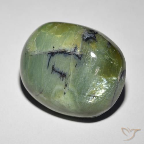 18.89 ct Green Cat's Eye Opal Stone, Natural Cat's Eye Opal in Oval Cabochon Shape for Sale