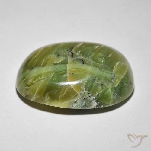 Cat's Eye Opal Gemstone in 20 x 15 mm (calibrated) Size for Sale, Cat's Eye Opal Stone in Yellowish Green Color