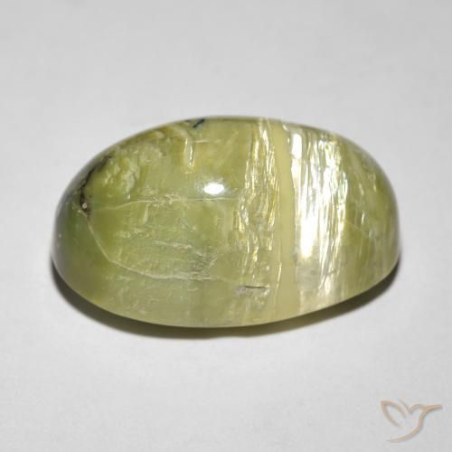 Cat's Eye Opal Gemstone in 17.4 x 10.9 mm Size for Sale, Cat's Eye Opal Stone in Earth Green Color