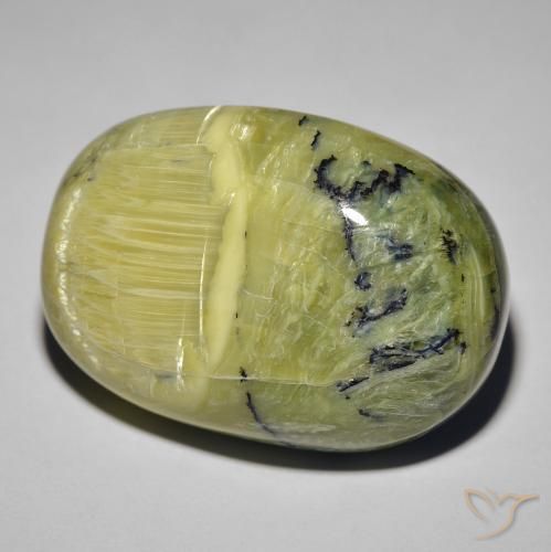 39.60 ct Green Cat's Eye Opal Stone, Natural Cat's Eye Opal in Oval Cabochon Shape for Sale