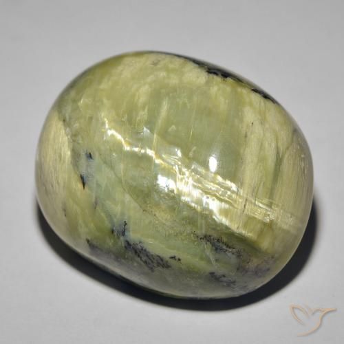 41.82 ct Green Cat's Eye Opal Stone, Natural Cat's Eye Opal in Oval Cabochon Shape for Sale