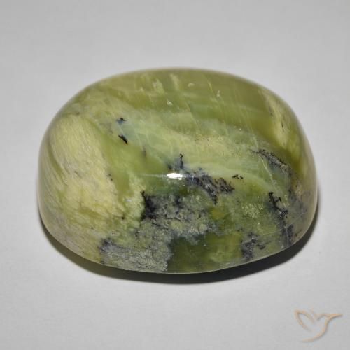 Cat's Eye Opal Gemstone in 25.1 x 20.8 mm Size for Sale, Cat's Eye Opal Stone in Yellowish Green Color