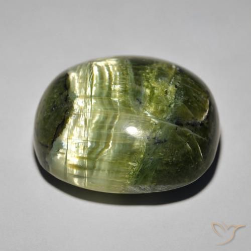 Cat's Eye Opal Gemstone in 22.3 x 20.3 mm Size for Sale, Cat's Eye Opal Stone in Brownish Green Color