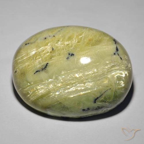 36.45ct Natural Yellowish Green Cat's Eye Opal, Oval, Opaque