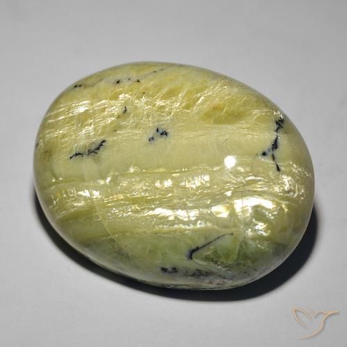 36.45 ct Green Cat's Eye Opal Stone, Natural Cat's Eye Opal in Oval Cabochon Shape for Sale