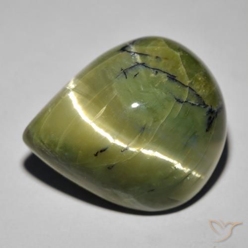 29.45 ct Green Cat's Eye Opal Stone, Natural Cat's Eye Opal in Pear Cabochon Shape for Sale